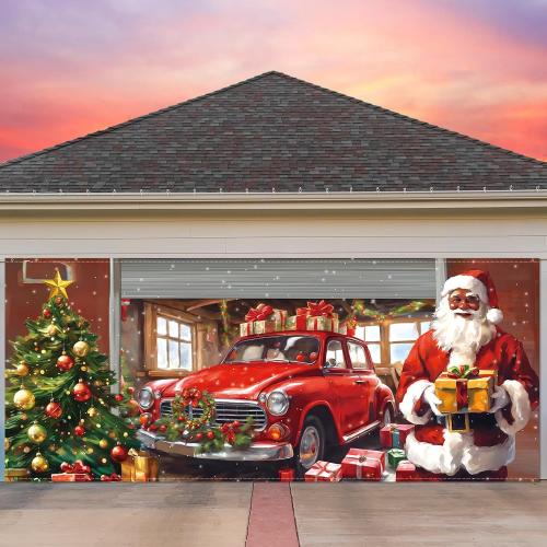 Christmas Garage Door Cover Banner Christmas Garage Door Decorations African American Large Holiday Decorations Banner for Xmas Winter party