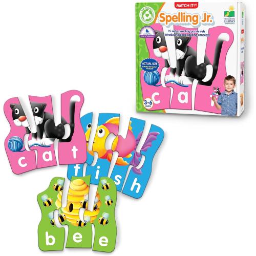 The Learning Journey - Match It! Spelling Jr. - 15 Piece Self-Correcting Spelling Puzzle for Three and Four Letter Words with Matching Images - Word Puzzles for Kids Ages 3-5 - Award Winning Toys
