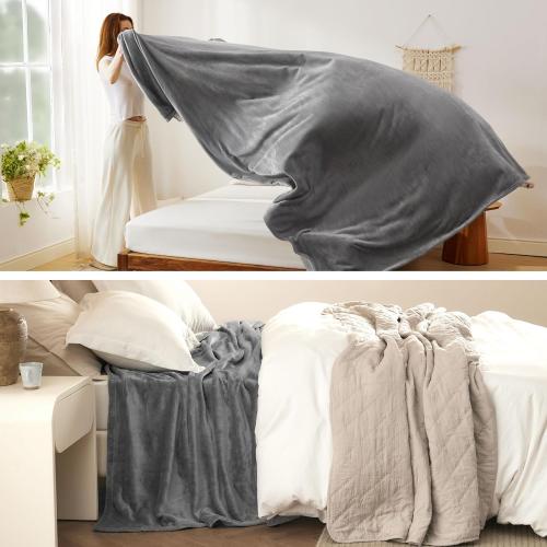 Bedsure GentleSoft Fleece King Size Blankets for Bed Grey - Soft Lightweight Plush Cozy Fuzzy Luxury Warm Spring Blanket Microfiber, Room Home Decor Gifts for Women and Men, 108x90 inches