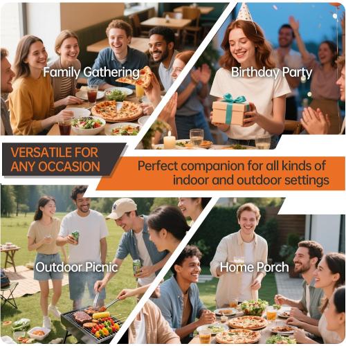 VSOAEIL Folding Table 6 Foot for Indoor Outdoor, Portable Heavy Duty Fold-in-Half Utility Plastic Foldable Dining Table with Carrying Handle for Picnic, Camping and Party, Brown