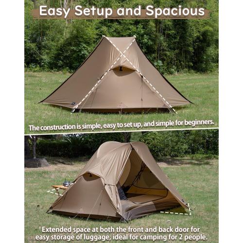 MC TOMOUNT Backpacking Tent Ultralight Nylon 1-2 Person Tent 3.3lbs-4.4lbs for Hiking Camping