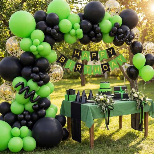 RUBFAC  Lime Green Balloons Different Sizes 18 12 10 5 Inch Light Fruit Neon Green Latex Balloon Garland Arch Kit for Birthday Party Dinosaur Jungle Baby Shower Decoration