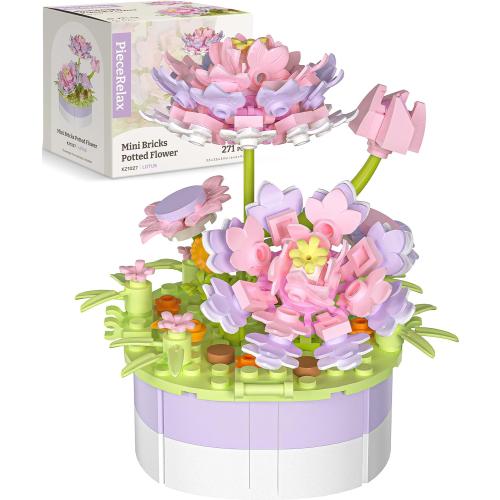 PieceRelax Puzzle Planter and Flower Decoration Building Set - Singing Birds and Flowers with Lotus (3D Puzzle Planter with Flower Building Decoration Set) [K1104 KZ1027]