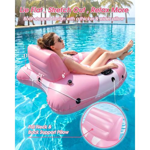 COLOR GREEN ❗❗River Tubes for Floating Heavy Duty, 53 Inflatable Pool Floats Adult, Water Tube with Mesh Seat, Full Support Headrest, 2 Cup Holder, 450lb Capacity - Ideal for Pool, River, Lake Float
