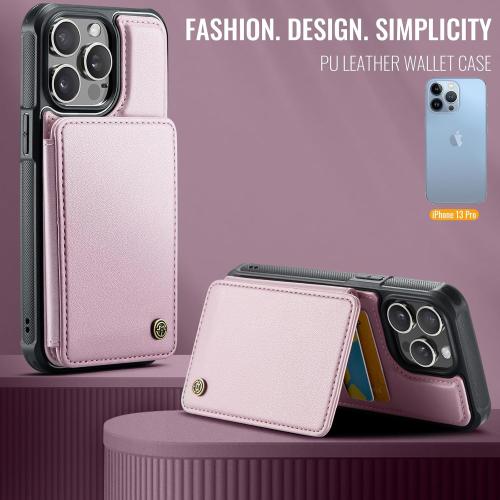 Vinich for iPhone 13 Pro Wallet Case with Card Holder, RFID Blocking Credit Slots Kickstand Shockproof Phone Cover Fit for iPhone 13 Pro 6.1 Rose Gold