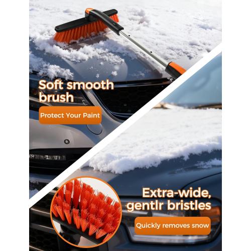 Ice Scrapers for Car Windshieldand Extendable Snow Brush with Foam Grip and 360° Pivoting Brush Head for Christmas Car Auto Truck SUV