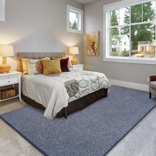 Soft Rugs for Bedroom, Living Room Area Rug Washable Memory Foam Small Entryway Throw Rugs Low Pile Minimalist Non Slip Bedside Rug Carpet for Kids Nursery Dorm Room Decor Blue