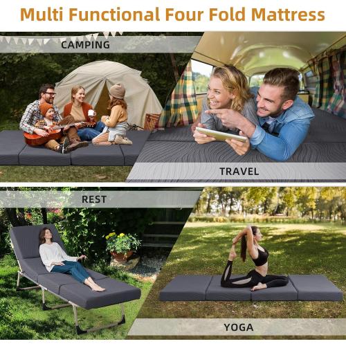 Foldable Memory Foam Mattress - 3 Inch Cot Waterproof Collapsible Mattress with Washable Cover, Portable Guest Bed Pad, Sleeping Mat for Travel RV Yoga, Non-Slip Bottom,72x24x3
