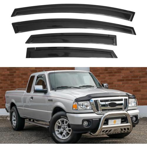 IG Window Visor Compatible with Ford Ranger 1999-2011 & Mazda B2300/B4000 1999-2010 & Mazda B3000 1999-2008, Tape-On Rain Guard Side Vent Deflector, 2002 2003 2004 2005 2006 2007 2009 (Extended Cab)