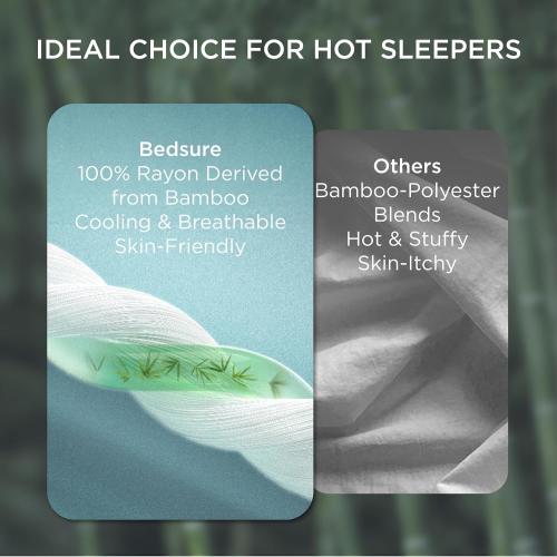 Bedsure Cooling Pillow Cases Queen Size Set of 2, Rayon Derived from Bamboo Queen Pillowcases, Sage Green Pillow Case, Breathable & Silky Soft Bedding Pillow Cover with Envelope Closure, 20x30 Inches