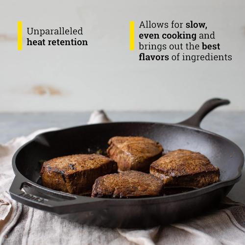 Lodge 12 Cast Iron Skillet - Chef Collection - Perfect Sear - Ergonomic Handles - Superior Heat Retention - Cast Iron Cookware & Skillet