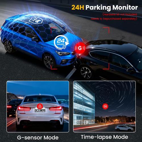 4 Channel Dash Cam 360° View Front Rear Inside & Left Right,4K 1080P*3 FHD Car Camera,5G WiFi & APP Control,8 IR Lamps Night Vision, G-Sensor, 24H Parking Mode, with a Free 64GB SD Card