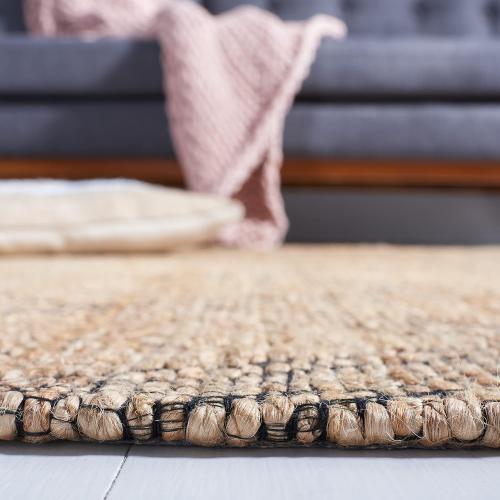SAFAVIEH Natural Fiber Collection Runner Rug - 2'3 x 9', Natural & Black, Natural Jute Design, Ideal for High Traffic Areas in Living Room, Bedroom (NFB552A)