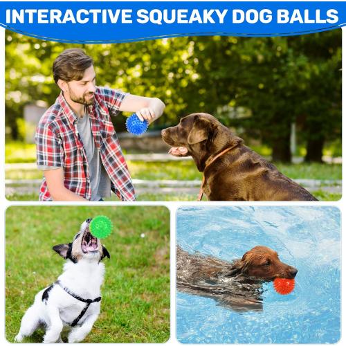 6 Pack 2.5 Light Up Squeaky Dog Balls, Spiky Dog Toy Balls for Puppy Small,Medium Dogs