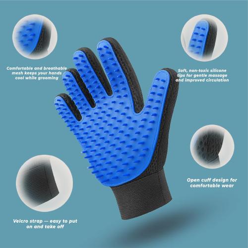 Cat & Dog Grooming Gloves for Shedding – Efficient Pet Grooming Gloves 2-in-1 Deshedding Brush & Massage Mitt | Perfect for Long and Short Hair (1 Pair)