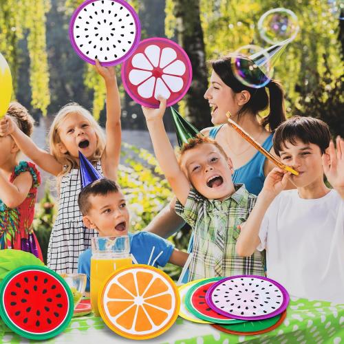 11 Pcs Foldable Flying Disc Fans 9.84'' Fruit Folding Hand Fan Round Collapsible Handheld Fan Decorative Pocket Fans with Bag for Boys Girls Gift Beach Lawn Park Camping Game Party Favor