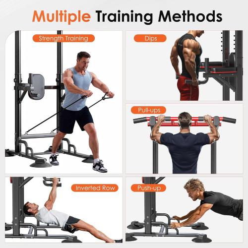 SogesPower Pull Up Bar Station Power Tower,12-Level Adjustable Multi-Function Pull Up Dip Station for Home Gym, Pull Up Bar Stand Dip Bar Strength Training Fitness Equipment