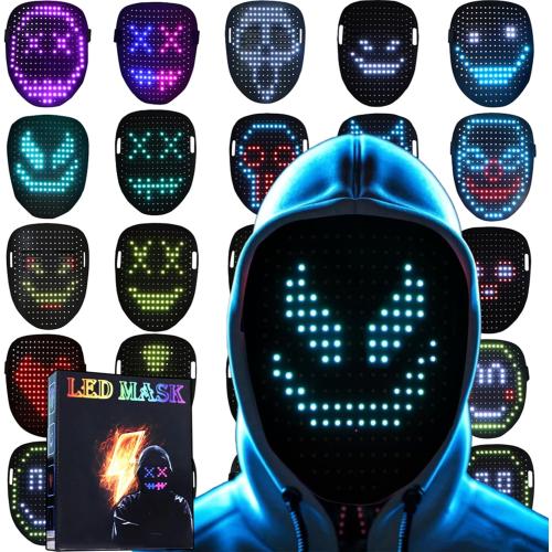 Led Mask Lighted Up Mask - Led Masks with Gesture Sensing Costume for Halloween Costume Cosplay Party Cool Gifts