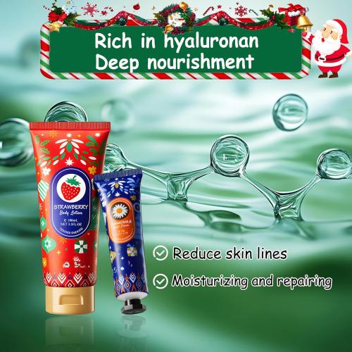 Christmas Hand Cream and Body Lotion Gift Set for Women & Men — 5pcs Holiday Skincare Set with 2x100ml Body Lotions& 3x30ml Hand Creams,Winter Moisturizing, Nourishing & Travel Size Christmas Gift Box