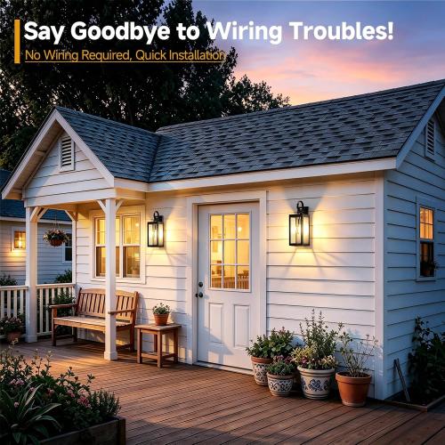 18 Solar Wall Light Outdoor, Dusk to Dawn Solar Porch Light, 2Pack