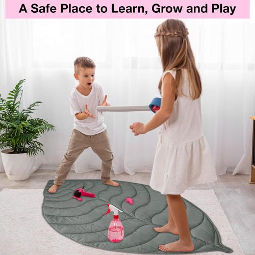 Baby Mat For Floor, Baby Play Mats For Floor, Tummy Time Mat, 100% Cotton Premium Leaf Mat, Baby Floor Mats For Crawling, Play Mat for Baby, Tummy Time Pillow, Machine Washable, Portable, and Compact