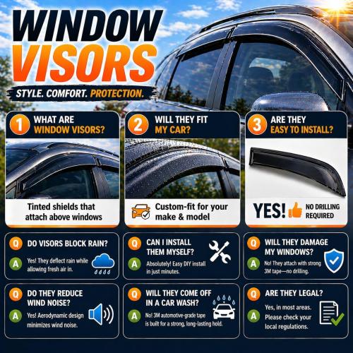 2015-2024 Tape-On Rain Guards for Ford Edge Extra Thick Side Window Deflector Visors SE SEL ST ST-Line Titanium 2016 2017 2018 2019 2020 2021 2022 2023