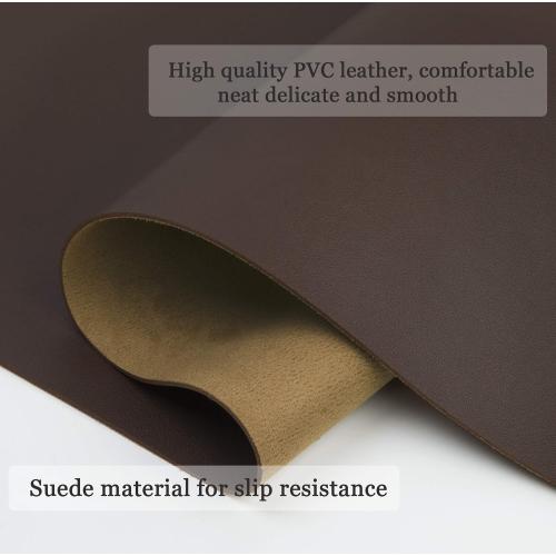 YSAGi Non-Slip Leather Desk Pad, Waterproof Laptop Computer Desk Keyboard Mat, Table Protector Blotter Mat, Large Mouse Pad for Office/Work/Home/Decor(Dark Brown, 23.6 x 13.7)