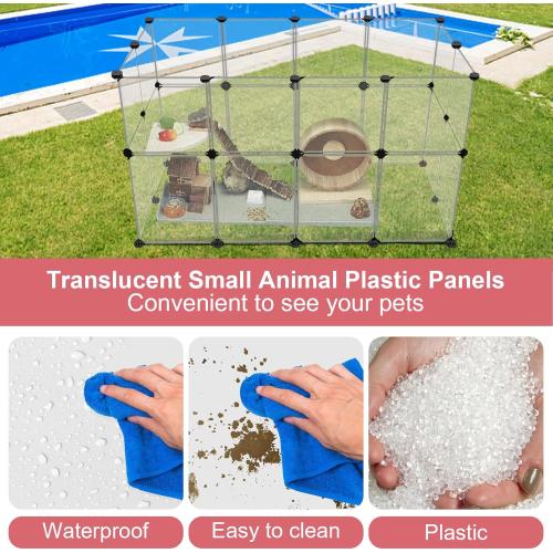 24 Panels Portable Small Animals Playpen,48x 24x 28 Transparent Pet Playpen,Portable Plastic Enclosure,Puppy Play Pen for Indoors Outdoor Pet Fence for Guinea Pigs,Bunny,Ferrets,Hamsters,Hedgehogs