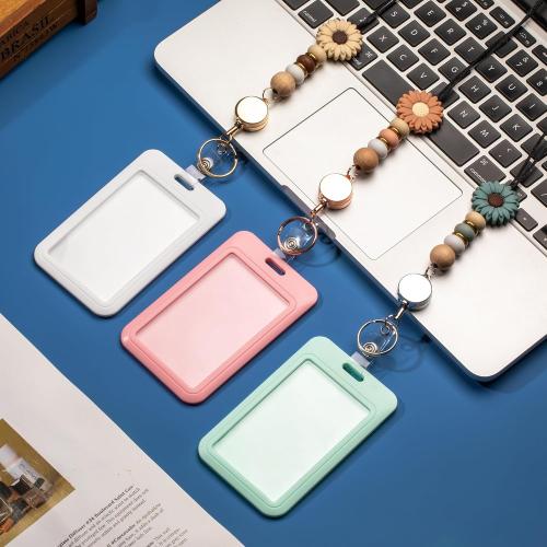 9 in 3 Sets Retractable Lanyards for ID Badges with ID Holder Teacher Lanyard for Women Cute Nurse School Silicone Beaded with Badge Reel