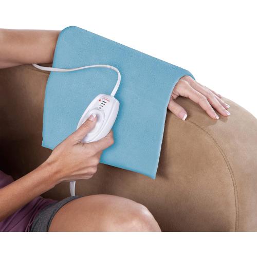 Sunbeam XL Heating Pad for Back Neck and Shoulder Pain Relief with Sponge for Moist Heating Option Extra Large 12 x 24 Blue