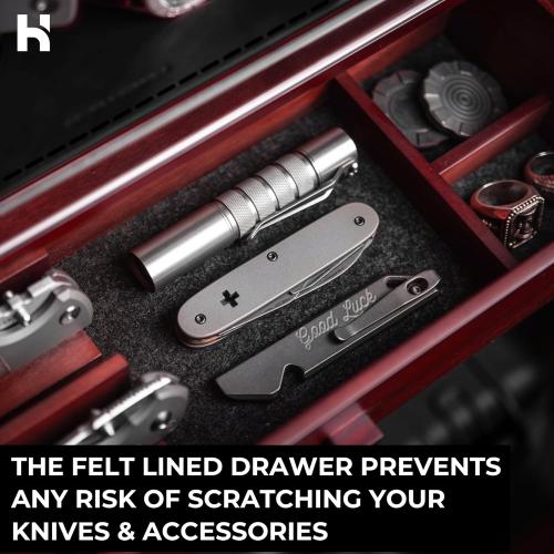 Watch & Pocket Knife Display Case – Switch Up Your Display with the Modular Pillars – Comes with Vegan Leather Padding andThe Combo Deck Pro – Christmas Gift for Men