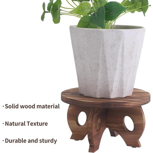 Plant Stand Indoor Wooden Plant Stool Round Stand Risers for Decor Plant Pedestal Stand Farmhouse Rustic Decorative Display Flower Holder Pedestal Board Brown