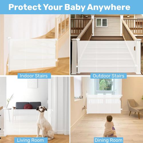 Baby Proof Me Retractable Baby Gates for Stairs & Doorways - 71” Wide Mesh Safety Gate for Toddlers, Dog & Pets - Use for Indoor/Outdoor, Hallways, Deck, Porch - Easy Installation, Secure Closure