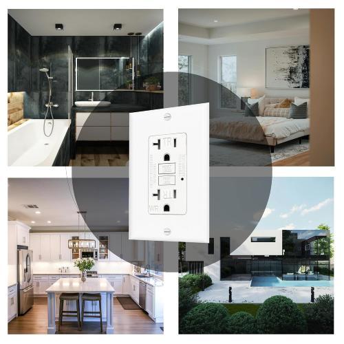 (20 AMP - 1 Pack) GFCI Outlet WR White – Tamper Resistant, Weather Resistant GFI Receptacle with Self-Test, LED Indicator,UL Listed, Easy Install – Ground Fault Outlet for Outdoor Use & Bathroom