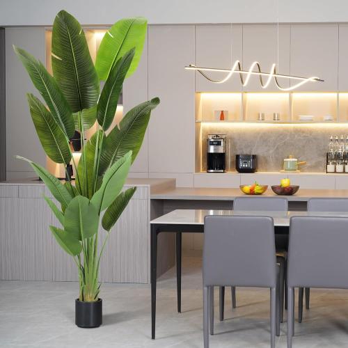 Size  7.2Ft Large Artificial Trees Size  7.2Ft Silk Bird of Paradise Big Tall Fake Plants Faux Green Silk Floor Potted Plants for Home Living Room Office Decor Indoor Outdoor…