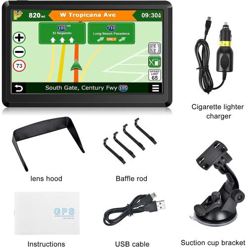 GPS Navigator for Car, Latest 2025 Map 7 inch Touch Screen Car GPS 256-16GB, Voice Turn Direction Guidance, Support Speed and Red Light Warning, North America Lifetime map Free Update(Blue)