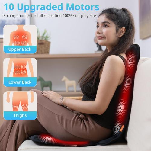 10 Vibration Motors, Massage Seat Cushion with Heat,Back Massager for Chair Back Massager Heated Seat Cover Massage Chair Pad for Pain Relief Home Office Use