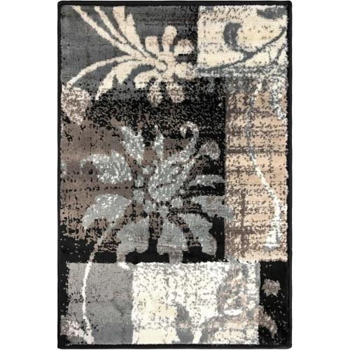 Superior Indoor Area Rug, Jute Backed, Perfect for Entryway, Office, Living/Dining Room, Bedroom, Kitchen, Floor, Modern Floral Patchwork Decor, Pastiche Collection, 2' x 3', Beige
