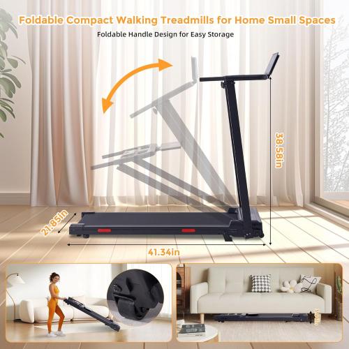 Walking Pad with Handle Bar, 0.6-10MPH Walking Pad Treadmill for Home Small, 3.5HP Portable Small Running Treadmill with Handles, Big Screen, 400LBS