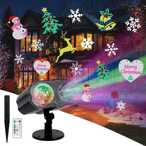 Christmas Projector Lights 2025 Upgraded Brighter,16 Slides (Ocean Wave & Patterns), Waterproof, Timer Holiday Lights Projector for Indoor and Outdoor Decoration
