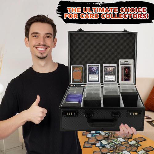 Graded Card Storage Box, Holds 170  PSA/GMA Slabs or 680  Toploaders, 4-Row Trading Card Storage Boxes for Sports Cards Fits 3x4 35pt Cards (Pure Black)