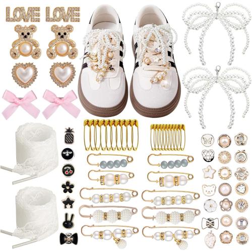 72 Pcs Sneaker Charms, Shoelace Charms For Sneakers, Pearl Rhinestone Brooches And Pins For Women, Shoe Jewelry Charms For Socks Laces Sneakers , Safety Pins Buttons For Sock Clothes Decor Accessories