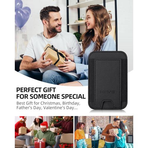 for MagSafe Wallet, Strongest Magnetic Wallet for iPhone 16/15/14/13/12 Series, 7 Cards Holder, Magnetic Phone Wallets, Leather Minimalist Slim RFID for iPhone Wallets, 1 Slot, Black & Black