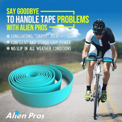 Set of 2 ALIEN PROS Bike Handlebar Tape EVA (Set of 2) Bianchi Green - Enhance Your Bike Grip with These Bicycle Handle bar Tape - Wrap Your Bike for an Awesome Comfortable Ride (Set of 2, Green)