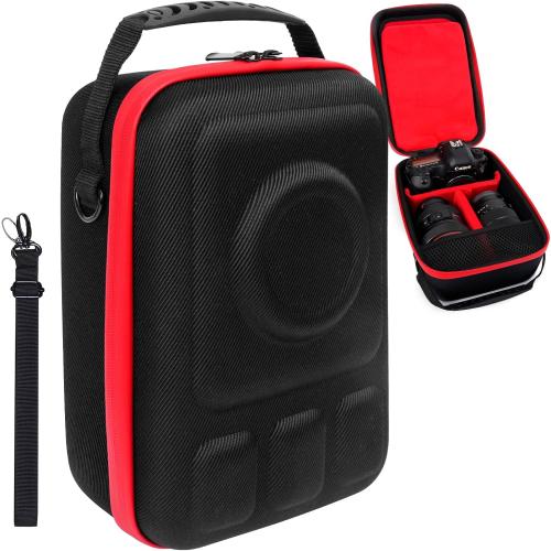 Hard Camera Case for DSLR/Mirrorless Cameras Compatible with Sony, Nikon, Canon, Pentax & More - with 2 Dividers, Mesh Pocket for Charger/Cables/Cards/Lens Accessories,Shoulder Strap Included