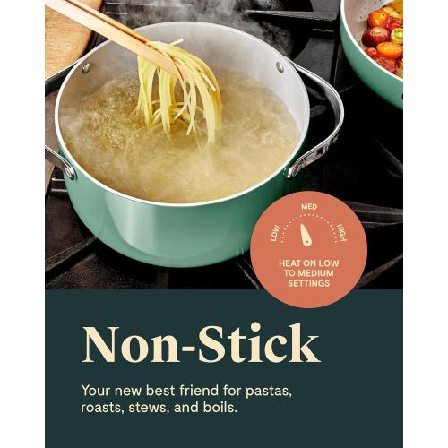 Caraway Nonstick Ceramic Dutch Oven Pot with Lid (6.5 qt, 10.5) - Non Toxic, PTFE & PFOA Free - Oven Safe & Compatible with All Stovetops (Gas, Electric & Induction) - Marigold