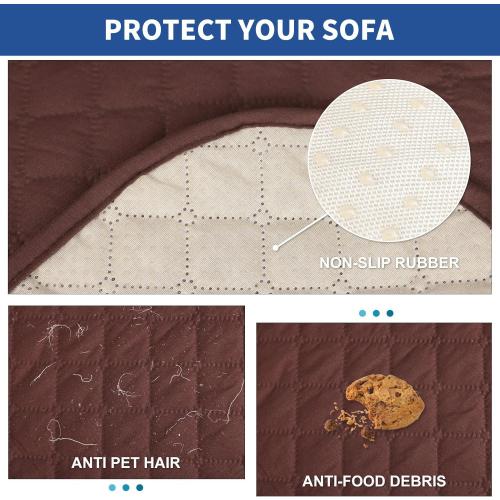 Coffee XINEAGE Quilted Sofa Cover Waterproof Couch Covers for 3 Cushion Couch, Super Soft Washable Slipcover with Pockets & Non-Slip Elastic Straps, Thick Furniture Protector (Sofa, Coffee)