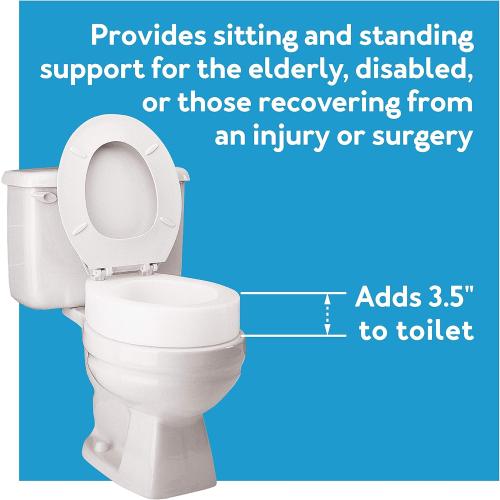 Carex Toilet Seat Riser, Elongated Raised Toilet Seat Adds 3.5 inches to Toilet Height, for Assistance Bending or Sitting, 300 Pound Weight Capacity Toilet Riser