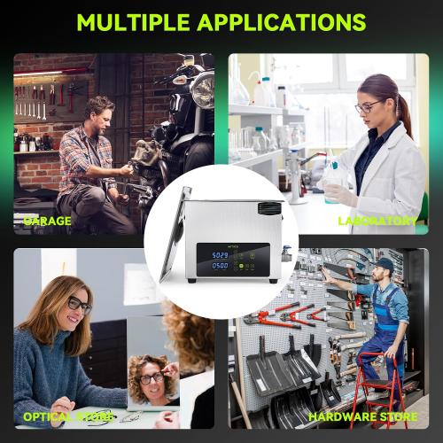 Ultrasonic Cleaner, One-Touch Cleaning,Heating, Deep Mode, ECO Energy-Saving Ultrasonic Cleaning Machine Excellent for Labs,Carburetor,Jewelry,Dentures,Automotive & Industrial Parts. (10L)