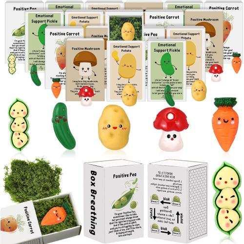 75 Set Bulk Employee Appreciation Gift for Social Worker Coworker Office Thank You Small Funny Desk Pets Cute Resin Ornament Party Favor Positive Volunteer Emotional Card Box (Mushroom)